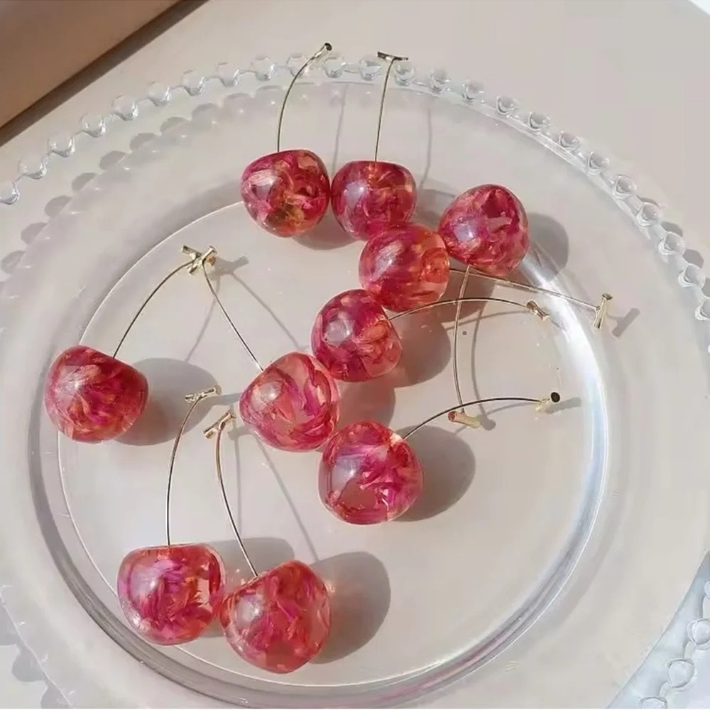 Cherry Gold Drop Earrings